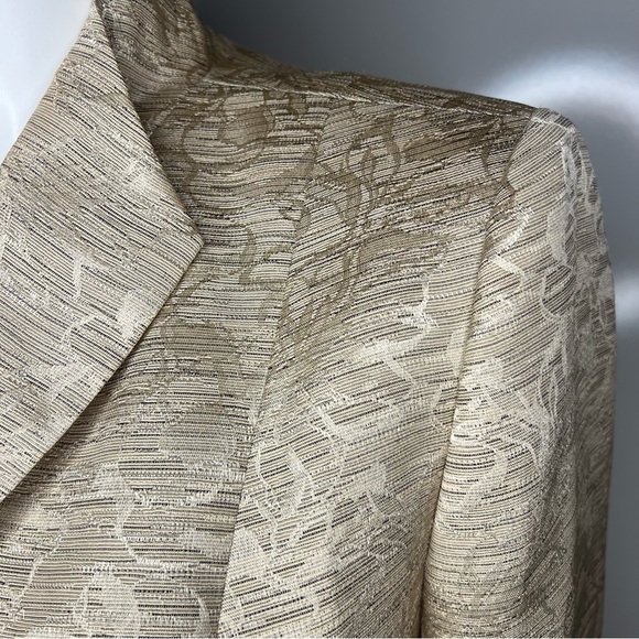 Le Suit Size 18 Gold Floral 2 Piece Skirt Suit Blazer Women Mother of Bride - Picture 5 of 16